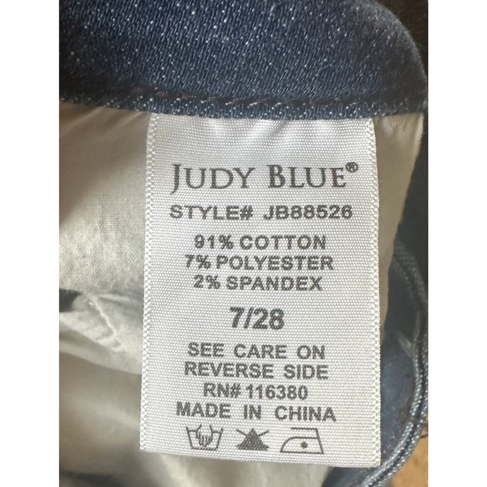 Judy Blue 7/28 Boyfriend For Button Fly Jeans Distressed Dark Wash - Picture 6 of 6